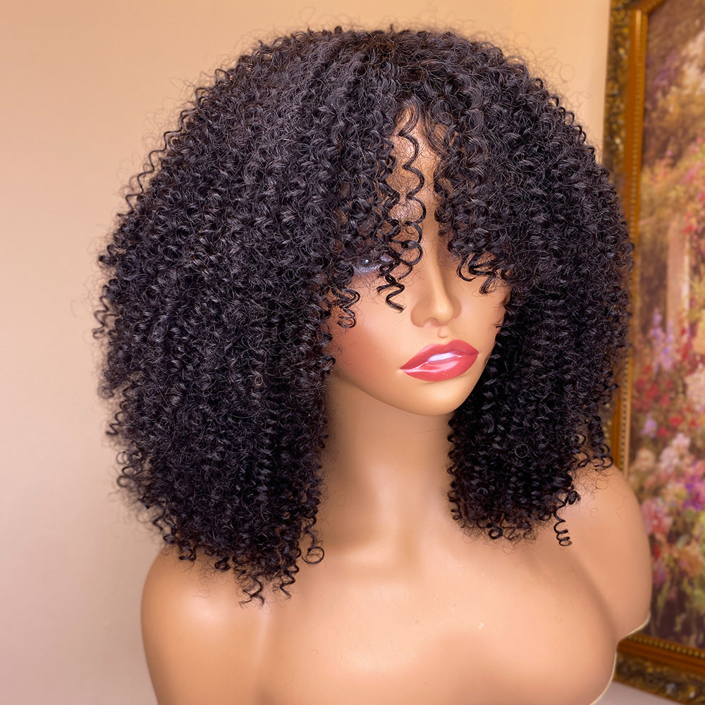 Kinky Curly Human Hair Wigs With Bangs Kinky Curly Human Hair Wigs With Bangs